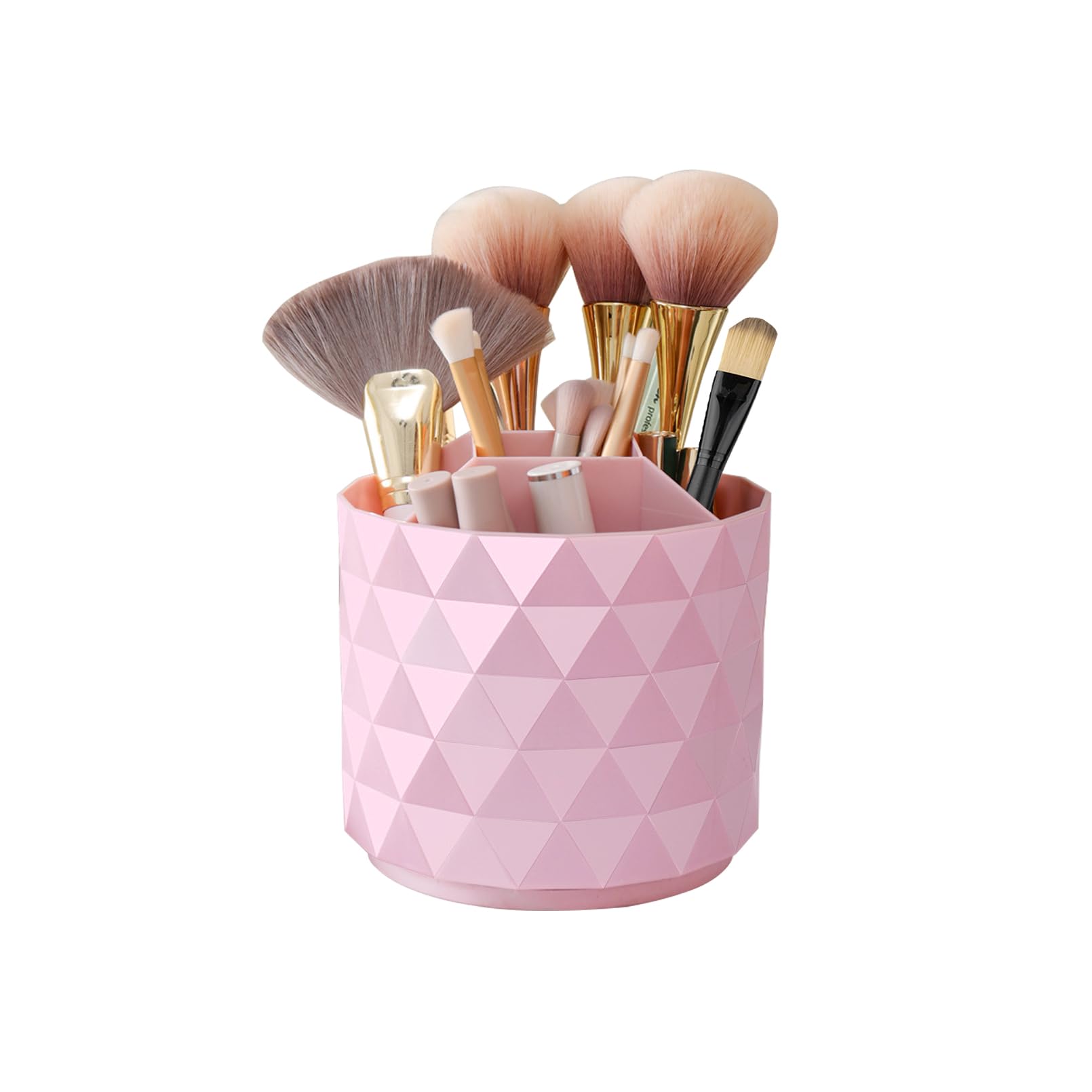 WILL OAK Drehbarer Make-up-Organizer – 5 Fächer Für Pinsel, Eyeliner, Nagellack, Mit Vergoldeten Füßen