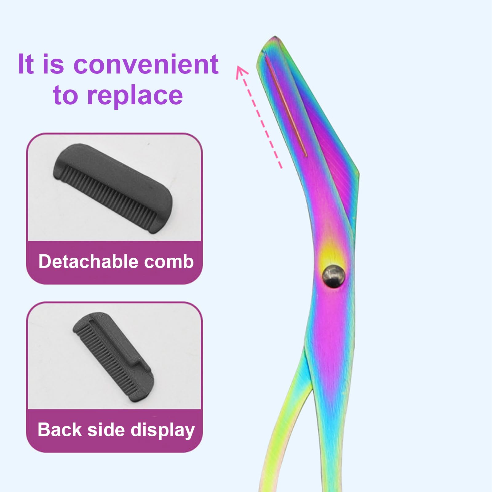 Eyebrow Trimmer Scissor - TRACOMPAN 2 Pcs Professional Eyebrow Scissors & Trimmer for Women, Black+colourful - Image 4