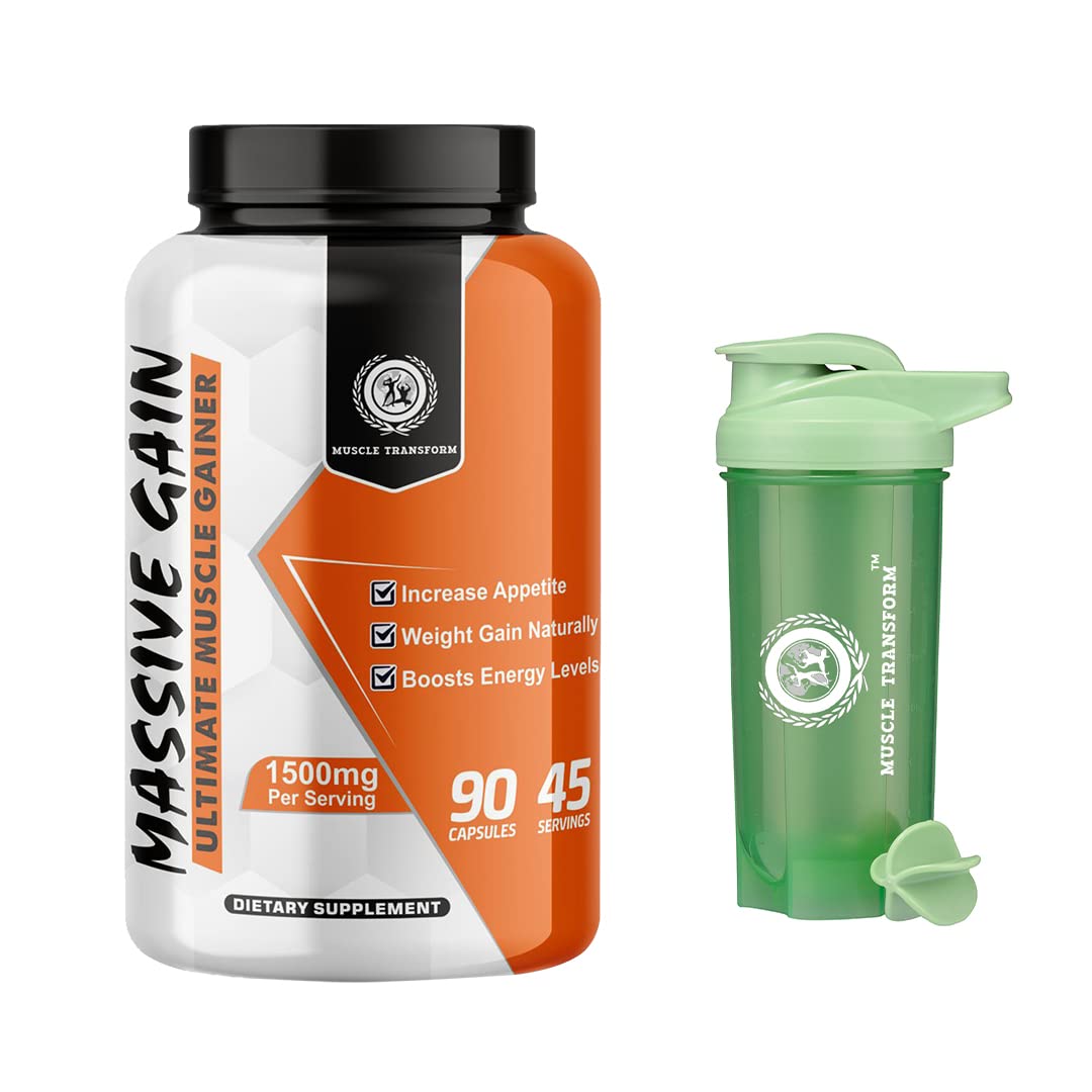 Muscle Transform Bulk Gain Mass & Weight Gainer Capsule Fast Weight & Muscle Gain,Daily Muscle Building Weight Lifters Supplement for Muscle Growth, Stamina & Strength-Men & Women,90 Cap | Free Shaker Muscle Transform Bulk Gain Mass & Weight Gainer Capsule Fast Weight & Muscle Gain,Daily Muscle Building Weight Lifters Supplement for Muscle Growth, Stamina & Strength-Men & Women,90 Cap | Free Shaker