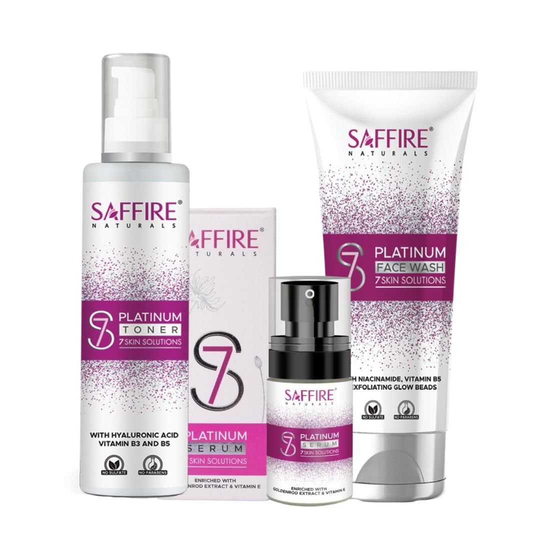 Saffire Naturals S7 Platinum Skincare Bundle Serum, Toner & Facewash | Spotless Skin, Pores Tightening, and Acne-Free | Suitable for All Skin Types | Pack Of 3-image-47