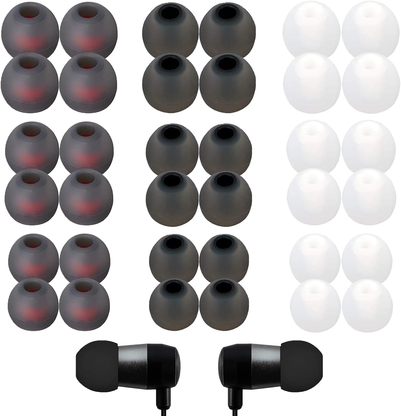 Zhtulck Ear Bud Rubber Tips, 36 Pcs Earbud Replacement Tips, Replacement Earbud Tips with Excellent Noise Isolation and Comfort, Ear Bud Replacement tip, 3 Color, S/M/L