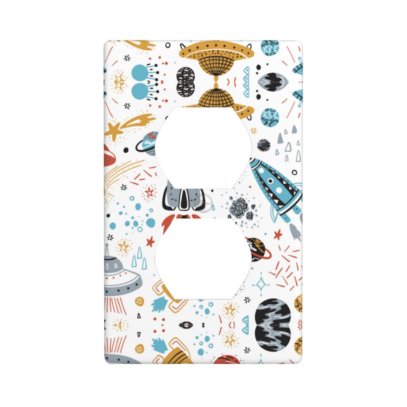 Cartoon Rockets Double Socket Decorative Wall Panel, Socket Panel, Wall Panel Cover