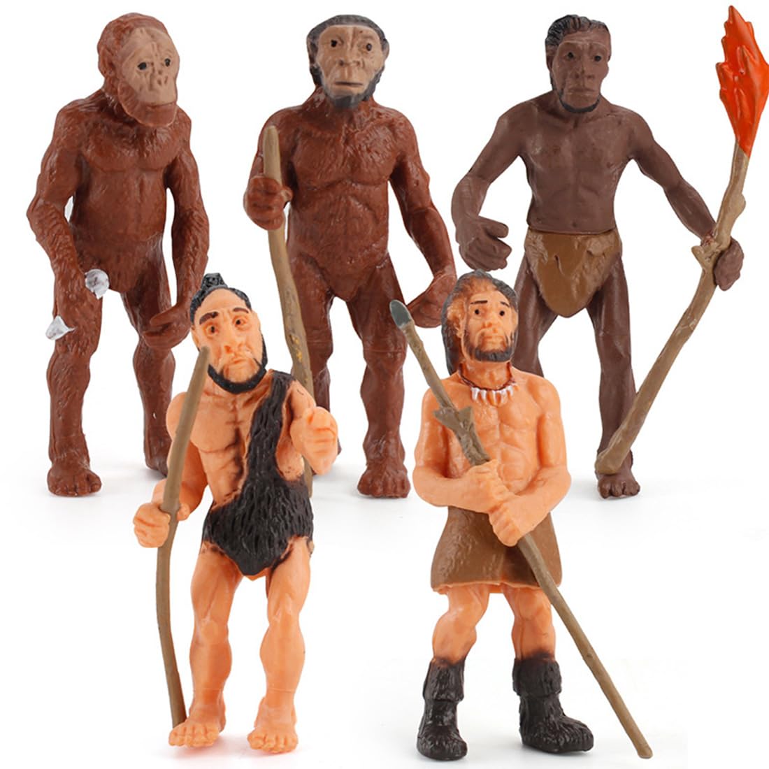 ETHKIA Ensemble de 5 Modèles Humains Primitifs, Figurines Réalistes de Caveman pour Micro, Paysage et Jeu Éducatif Jouets en Résine Marron