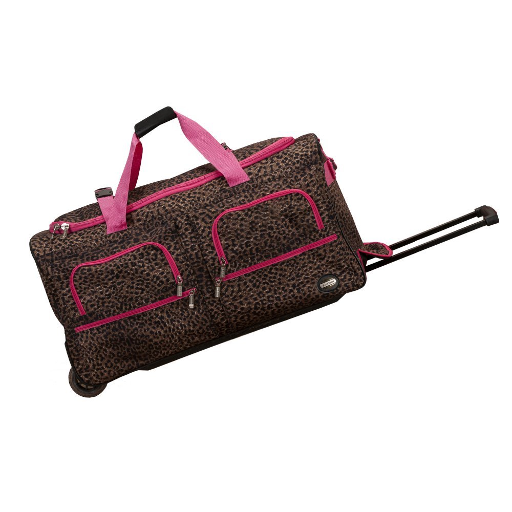 Rockland Rolling Duffel Bag, Pink Leopard, 30-Inch