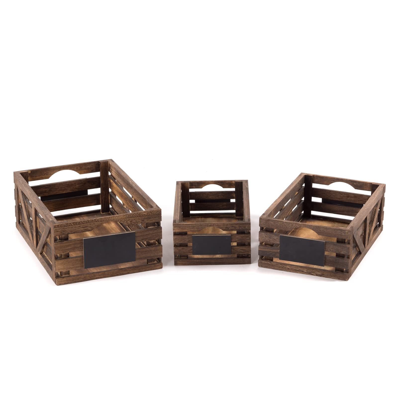 ESIGN DELIGHTS Mira - Set di casse in legno massiccio, 42 x 37 x 32 cm, set di casse con lavagna, cassette di vino, scatole decorative