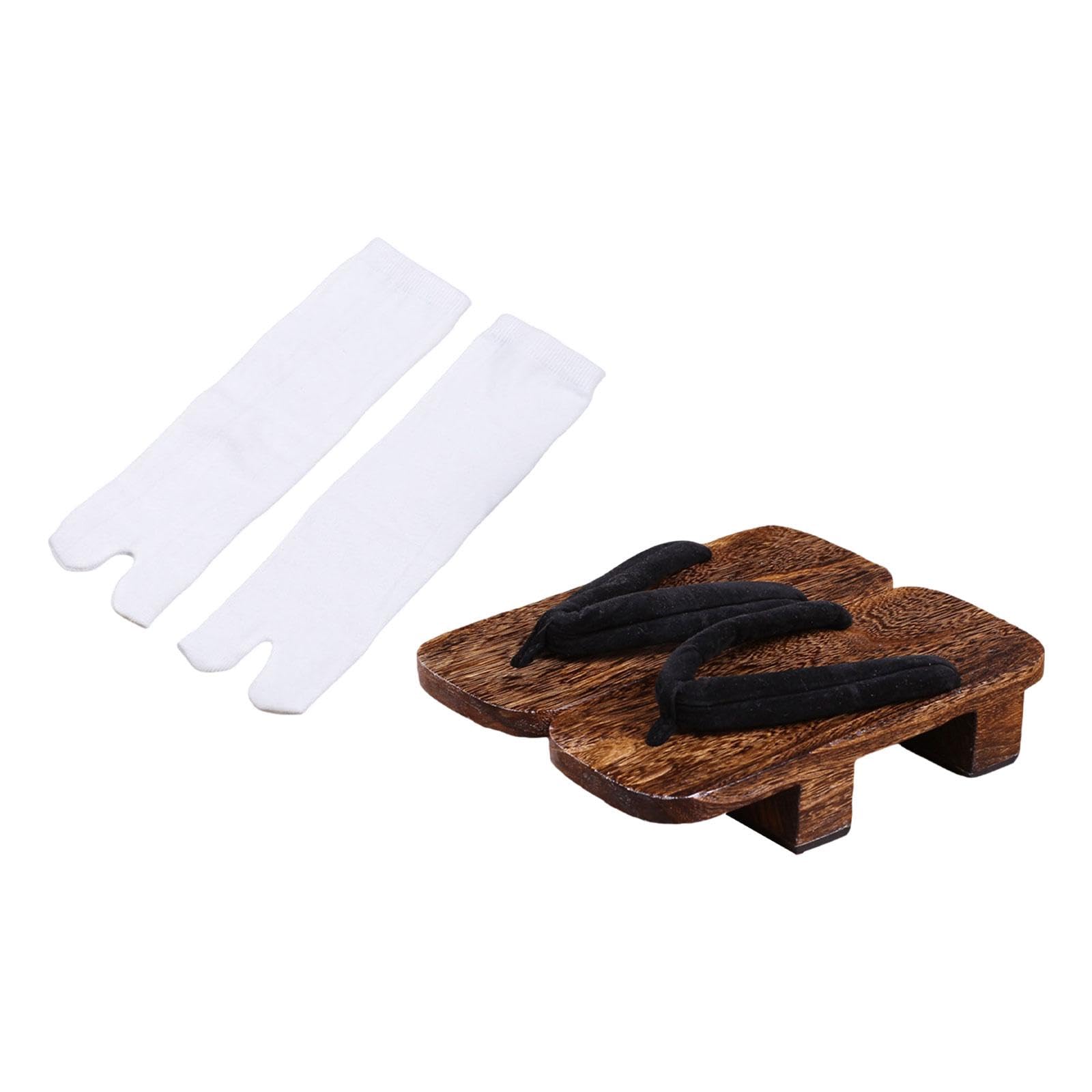 nivaa Japanese Wooden Clogs with Tabi Socks Anti Slip Indoor Outdoor Geta Slippers 440mm White socks-picture-47