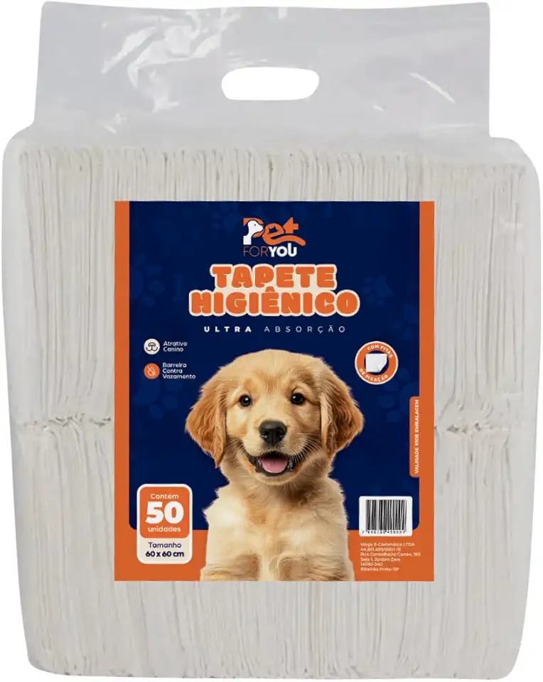 Tapete Higiênico Pet Descartável 60x60 50 Unidades Cães e Gato