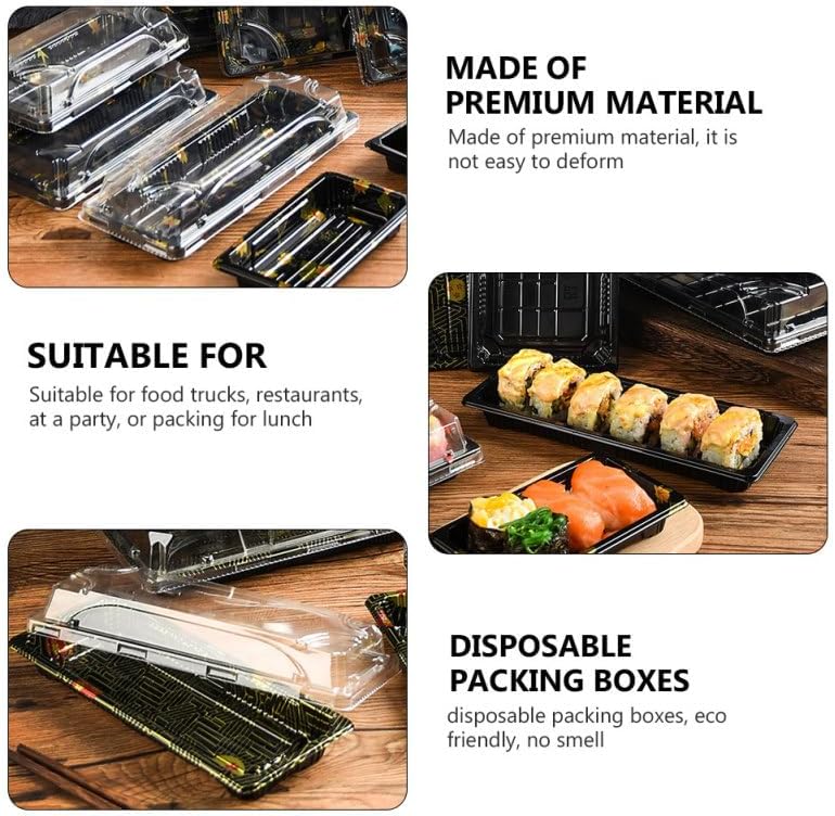 Miniatura 7 de 20Pcs Sushi Containers with Lid - Disposable Sushi Tray - Small Sushi Boxes To Go - Rectangular Take out Boxes - Fruit Cake Packing Box - Food