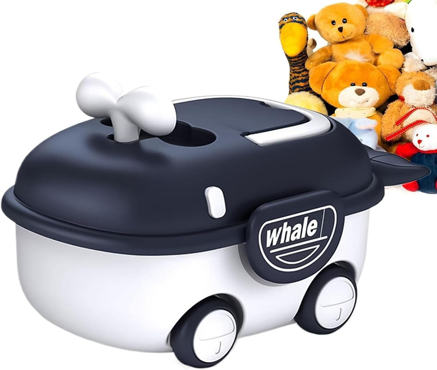 Whale Organizer Bin - Toy Chest with Wheels, 8.46x7.09x4.72 Inches Storage Box, Strong Container with Easy Handling, Lifestyle Accessory, Personal Gear for Playroom Nursery Bedroom College Dorm Office