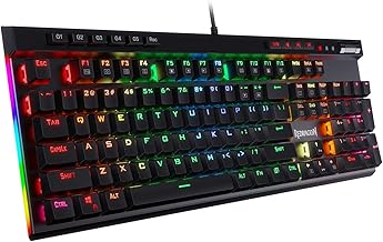 Redragon Teclado mecânico K580 VATA RGB retroiluminado LED com teclas macro e controles de mídia dedicados, gravação macro integrada (interruptores marrons)