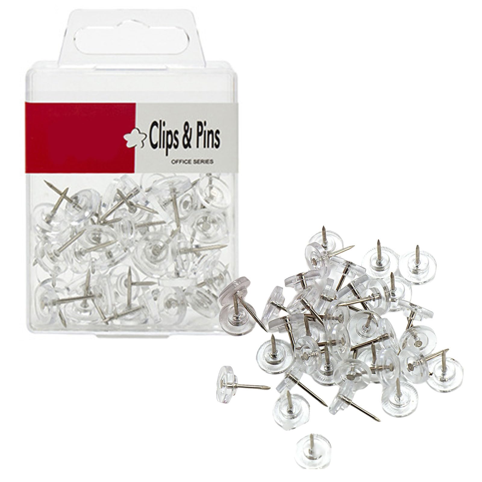 50/100 / 500Pcs Clear Flat Head Thumb Tacks for Cork Notice Board Photo Clear Tacks