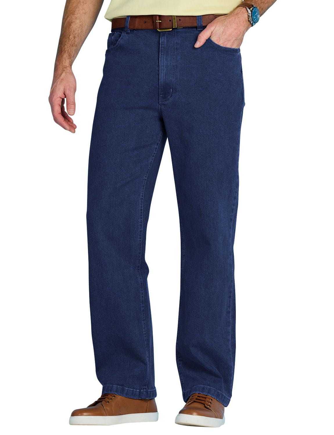 Chums Men's Indigo Denim Jean In Stretch Fabric Side Elasticated Waistband For Comfort Stonewash Finish 46W / 29L