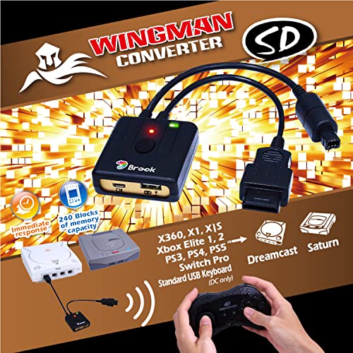 Mcbazel Brook Wingman Sd Converter For Xbox 360/Xbox One/Xbox Elite 1&2/Xbox Series X&S/Ps3/Ps4/Ps5/Switch Pro Controller To Sega Dreamcast & Saturn Console #TOP5