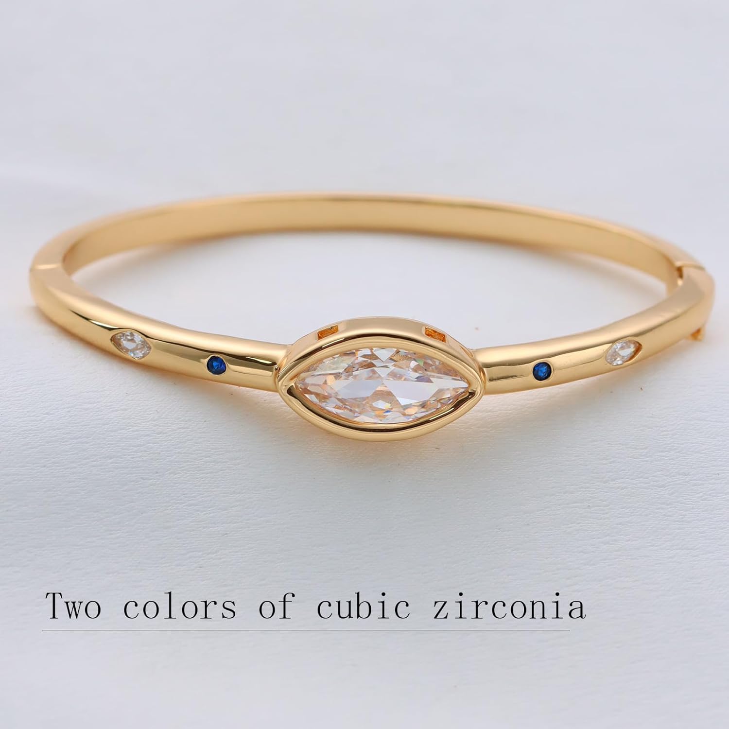 Bangle Bracelets for Women - Brass Cuff Bangle with Cubic Zirconia, 14K Gold & White Gold Plated, Meaningful Jewelry Gifts for Woman Wife Her Girlfriend Teens