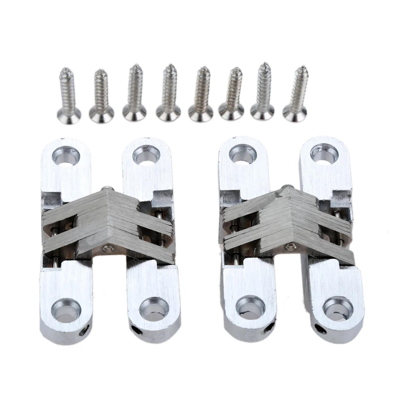 Kdhcvkz 13X45mm 2Pcs Door Hinges 304 Stainless Steel Hidden Folding Hinges With Screw(13X45mm)
