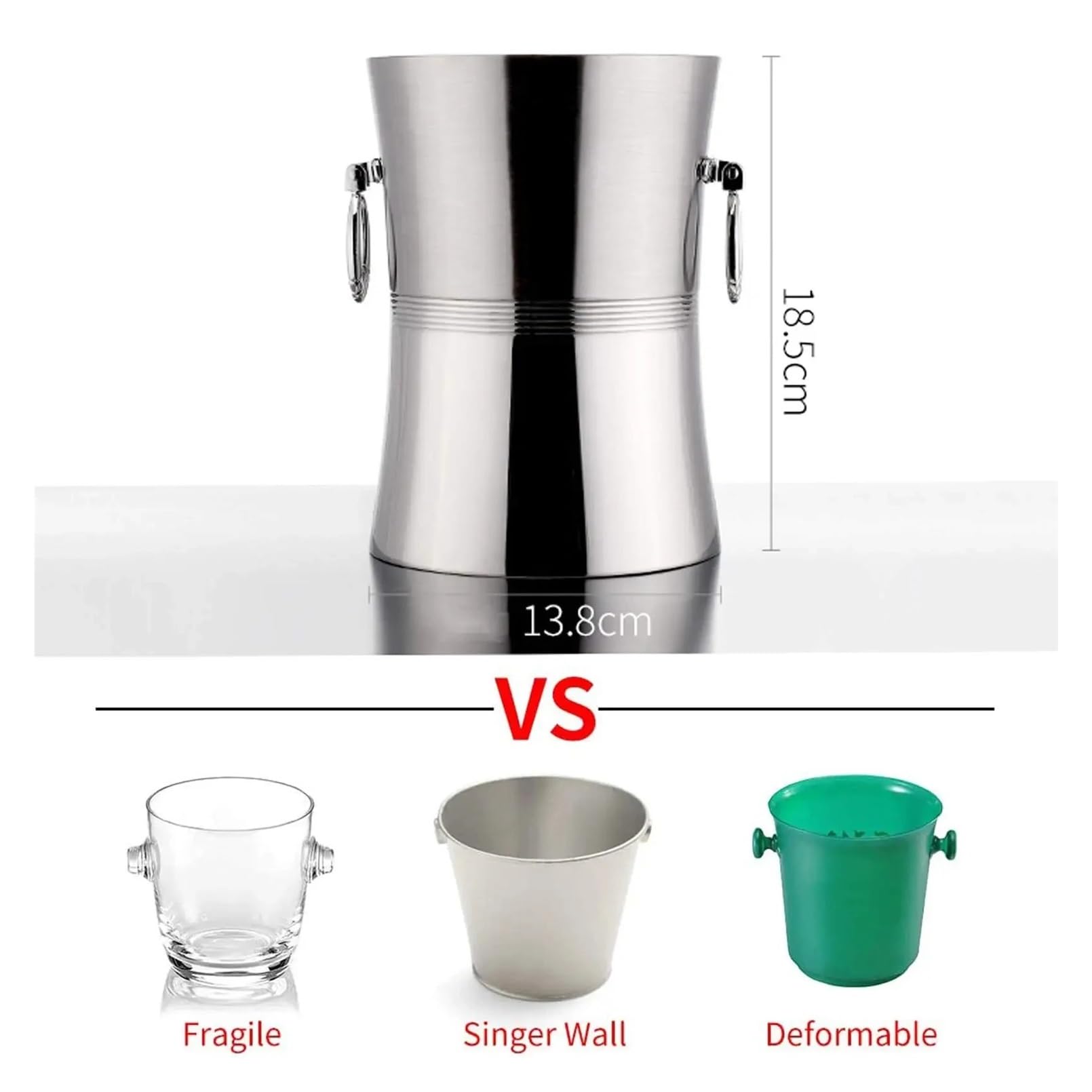 Eisbehälter Isolierter Eiskübel, doppelwandiger Champagnerkübel hält EIS for Partys länger gefroren, ideal for Grillpartys(3L)
