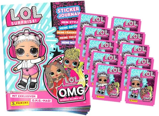 Panini LOL Surprise Stickers - OMG Millennial Girls Series 4 - Collectible Stickers - 1 Album + 10 Bags