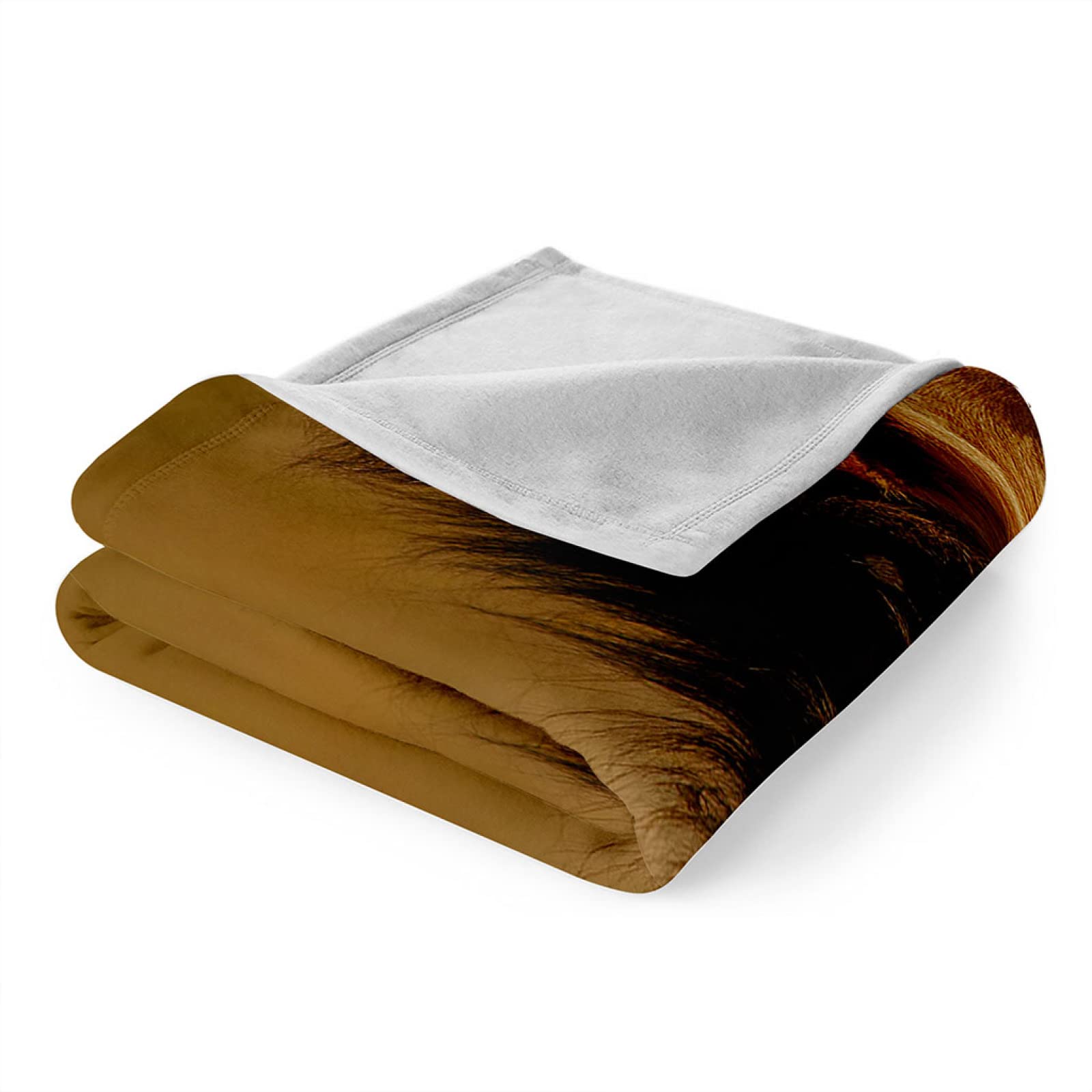 Plaid Coperta In Flanella Morbida Con Stampa Leone Dorato, 150x200 Cm, Per Divano, Letto E Campeggio