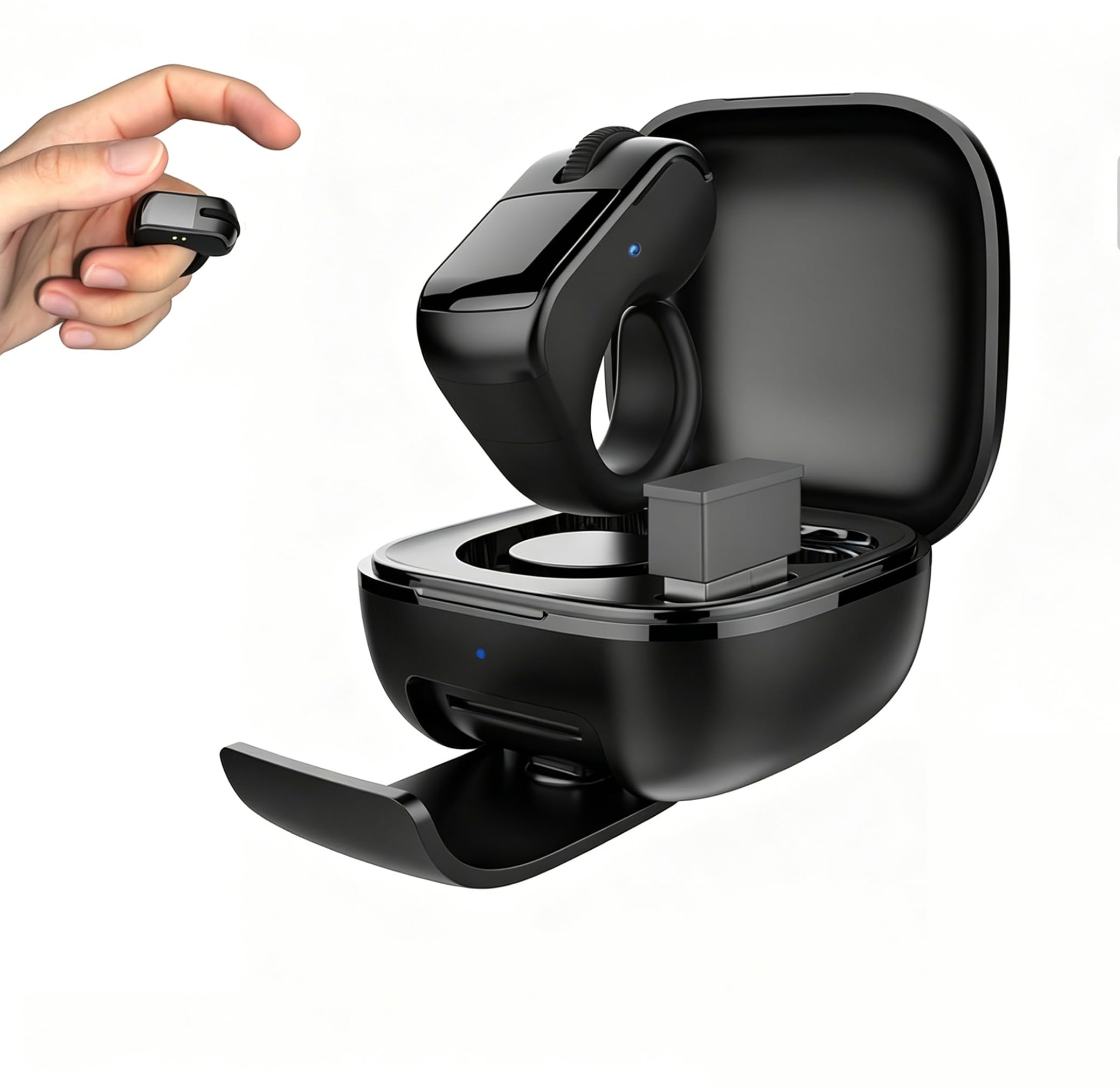 Bluetooth & 2.4GHz Wireless Dual Mode Mini Finger Ring Mouse with Touchpad — Rechargeable Portable Wearable Remote Control for TikTok, Kindle,PPT,Camera,with Charging Case,for PC,Laptop,Tablet,Phone-image-16