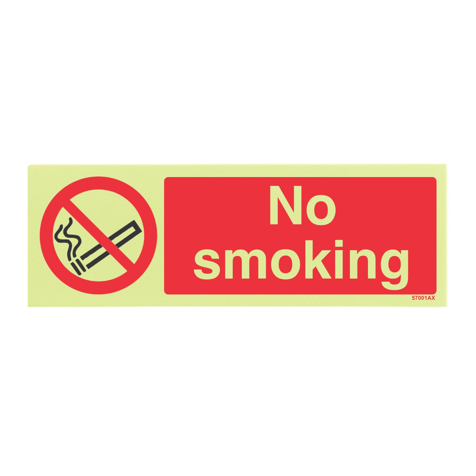 V Safety GITD No Smoking - Landscape 300 x 100 mm - Glow In The Dark Self Adhesive Vinyl Safety Sign