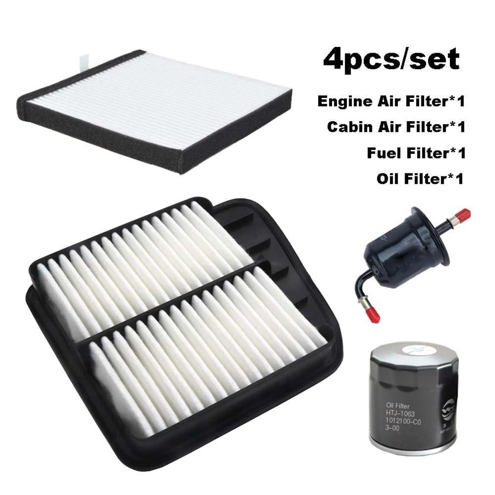 Juego De 4 Filtros Compatibles Con Dongfeng C31, C31S, C32S, C35, 1.6L, DFSK, Piezas SFG16C, Motor, Cabina, Aire Acondicionado, Combustible, Gasóleo Filtro de aire de cabina Filtro de Habitáculo Anti