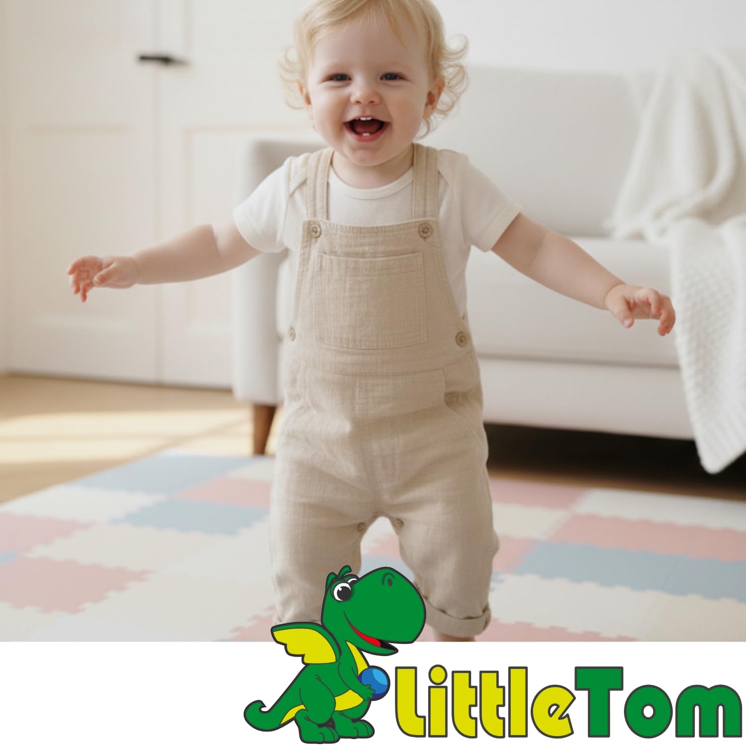 LittleTom 36 Pezzi Tappeto Gioco per Bambini in Piastrelle EVA 30x30 cm - Pavimento Morbido e Antiscivolo per Neonati - Superficie Puzzle Protettiva Ideale per la Cameretta dei Bimbi e Gioco a Terra