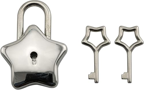 Tegg Candado en forma de estrella estilo vintage tono plateado Mini Archaize latón cinco puntas forma de estrella cerradura con llave