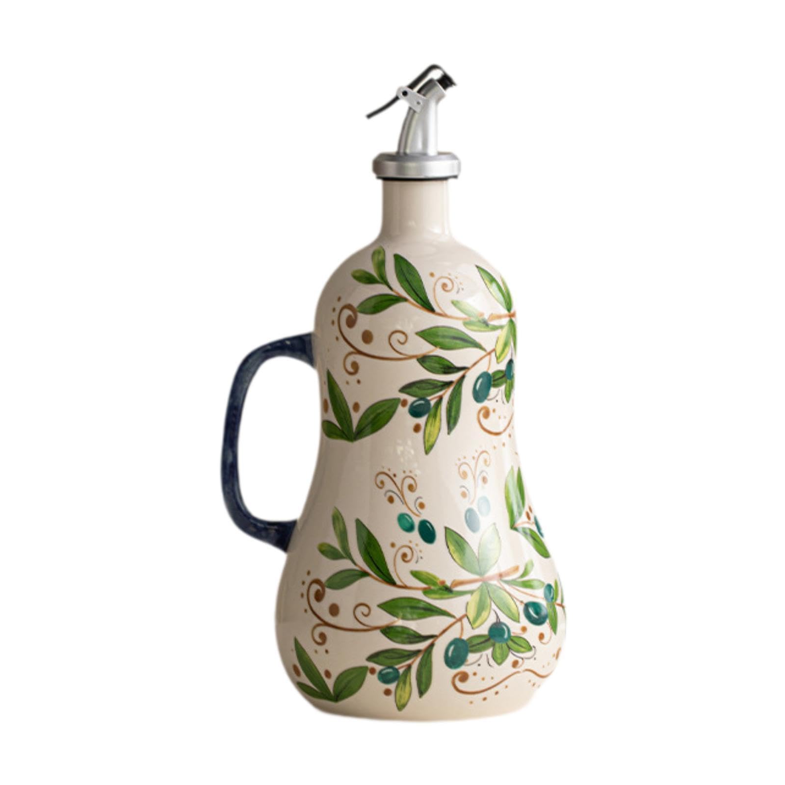 Dispensador de Aceite, Recipiente de Cerámica para Vinagre, Bote para Especias, Recipiente para : Un Accesorio Moderno para Un Uso Prácti, Verde, Individual