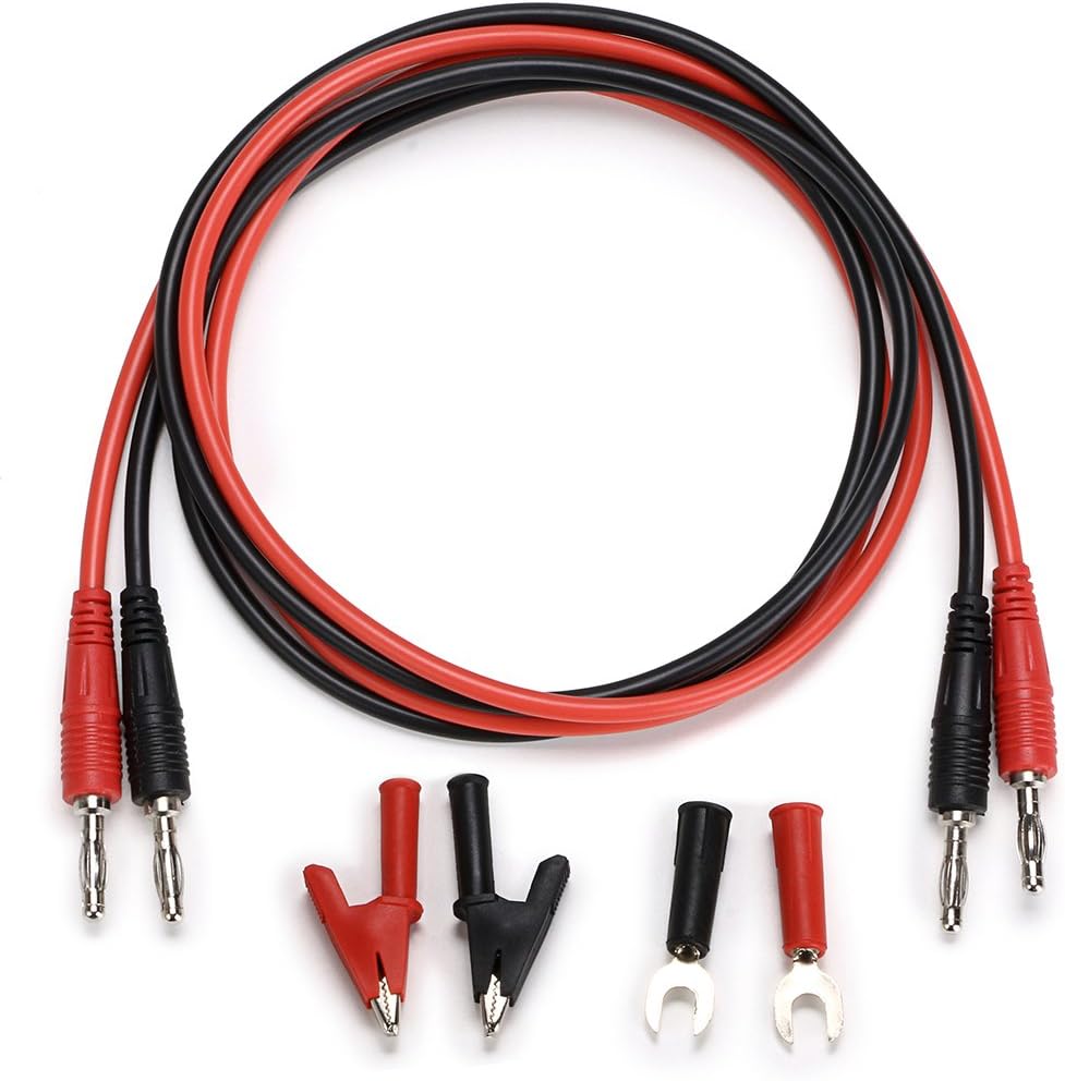 Sumnacon 4 in 1 Banana Plug Alligator Clip Pure Copper Fork Test Lead, 3.3 ft Multimeter Flexible Test Lead Wire Cable with Protective Jack Copper Clamps for Electrical Testing 1000V/15A