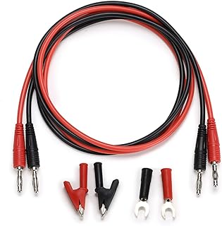 Sumnacon 4 in 1 Banana Plug Alligator Clip Pure Copper Fork Test Lead, 3.3 ft Multimeter Flexible Test Lead Wire Cable With Protective Jack Copper Clamps For Electrical Testing 1000V/15A