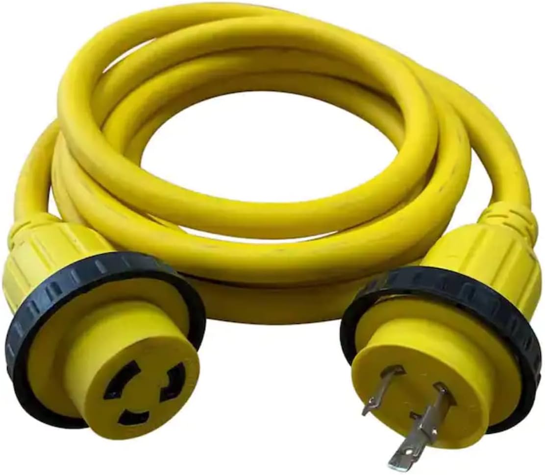 SFEG Halex, 31250, 50 FT. Marine Shore Power Extension Cord for Boats, Campers, or RVs, 30 Amp, 125 Volt, Yellow
