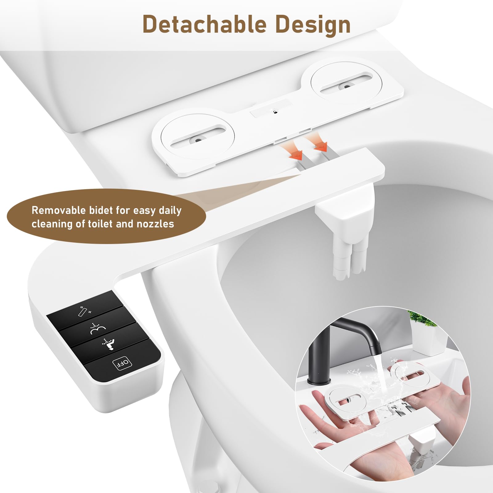 Bidet Attachment for Toilet UK Ultra-Slim Bidet Toilet Seat Attachment with Self-Cleaning Dual Nozzle (Frontal & Rear Wash) - Image 4