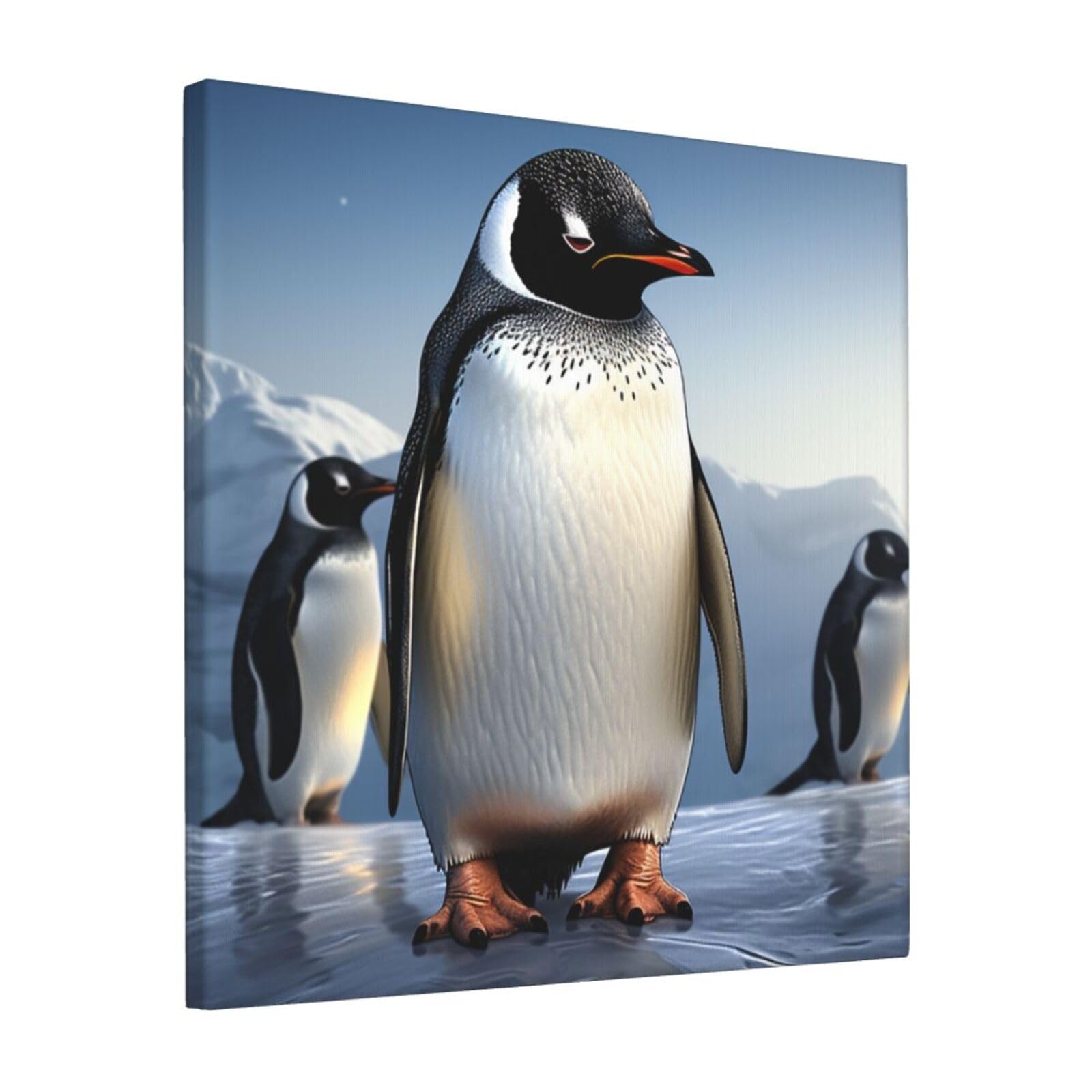 FodPand Penguin Canvas Wall Art for Living Room Wall Decor 12"x12" Modern Artwork Painting Pictures Hanging Canvas Prints Aesthetic Wall Art for Bedroom Bathroom Office Wallart Decor