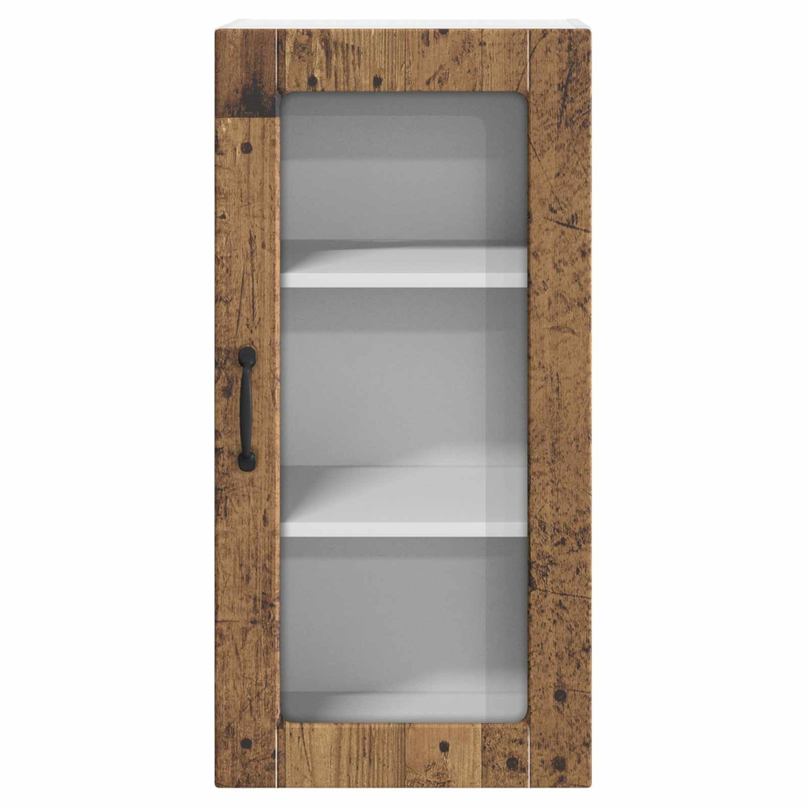 Lucca szafka ze szkła ściennego, 2 szt., stare drewno, materiał drewnopochodny, 40 x 31 x 80 cm, szafka kuchenna z drzwiami i regałem, do przechowywania i przechowywania w kuchni, jadalni i