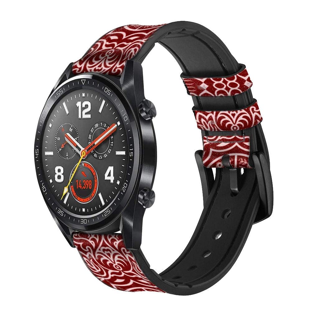 Innovedesire Yen Pattern Bracelet de Montre Intelligente en Cuir et Silicone pour Wristwatch Smartwatch Smart Watch Taille (22mm)