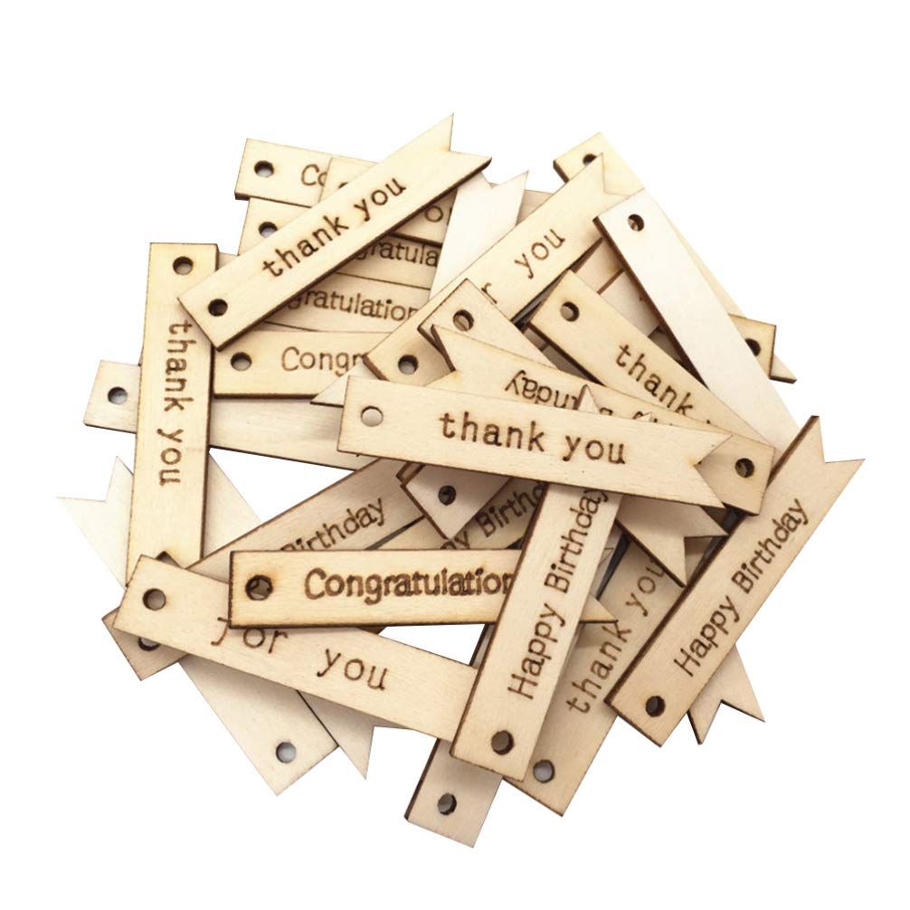 Toyvian Random Assorted 60Pcs Wooden Letter Plate Pendant Assorted Craft Ornaments Diy Wood Tags For Home Decor Ornaments For Crafting Supplies Style