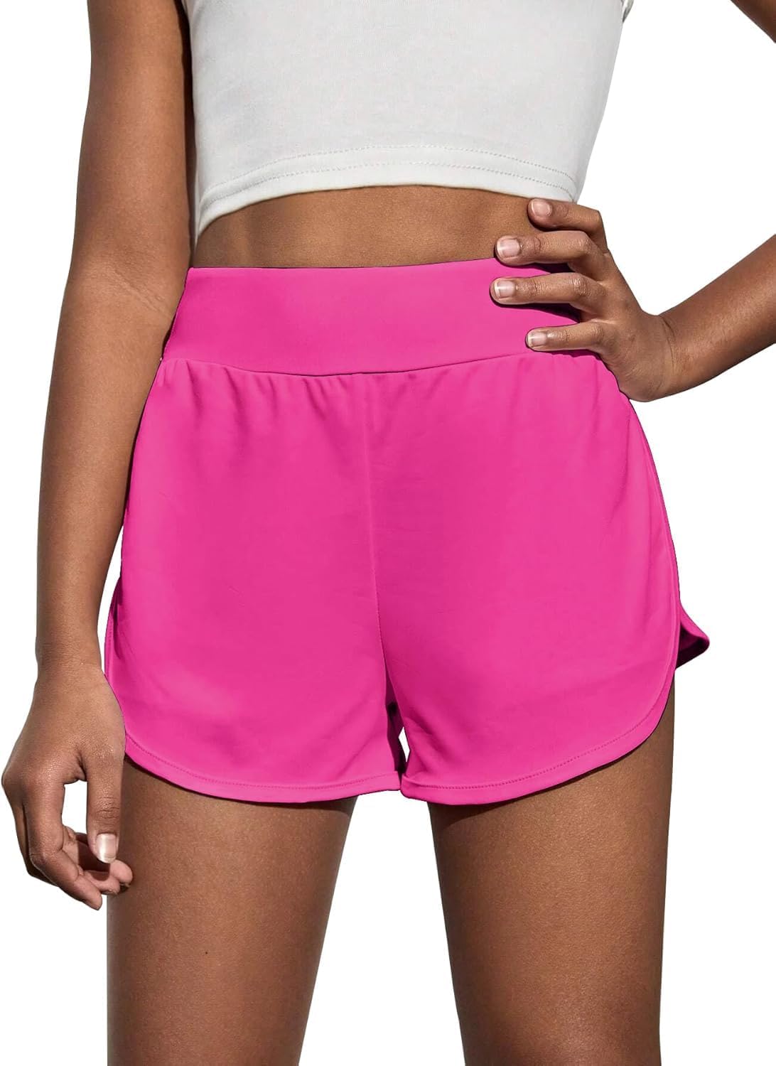 OEBLD Girls Athletic Shorts High Waisted 2 in 1 Kids Workout Running Volleyball Soccer Shorts with Liner