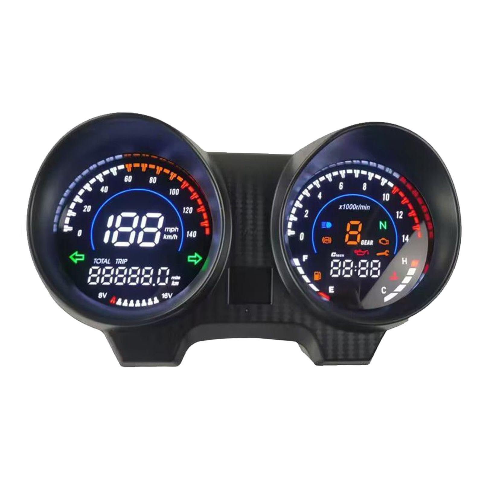 Compteur de Vitesse et odomètre LED, Tableau de Bord numérique Robuste pour Moto, avec Compte-Tours et tachymètre rétroéclairés.
