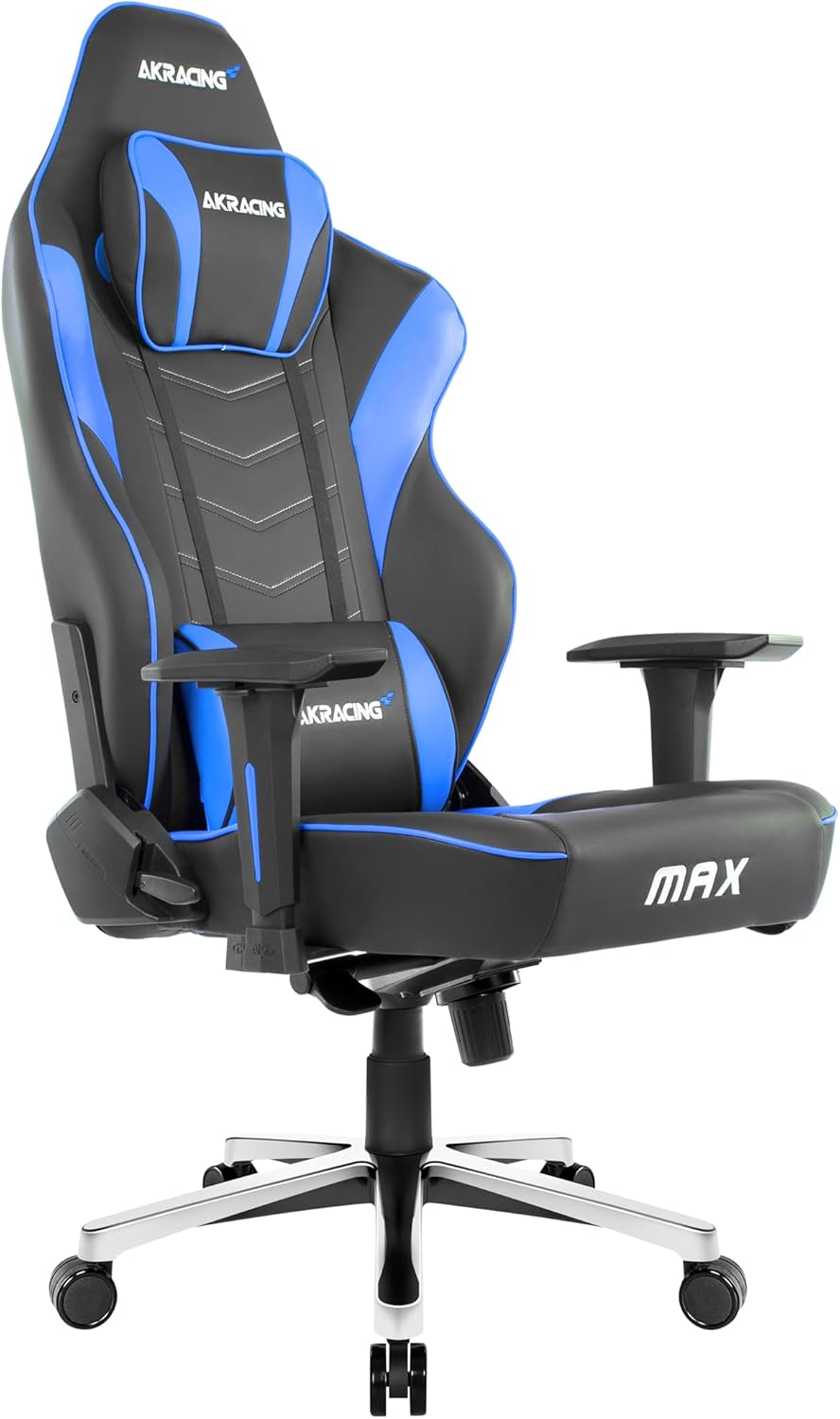 AKRacing Masters Series Max Gaming Chair with Wide Flat Seat, 400 Lbs Weight Limit, Rocker and Seat Height Adjustment Mechanisms - Black/Blue - Image 1 of 9