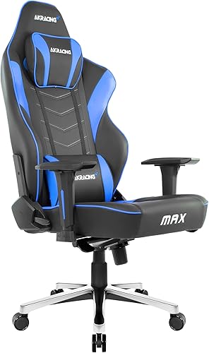 AKRacing Masters Series Max Gaming Chair with Wide Flat Seat 400 Lbs Weight Limit Rocker and Seat Height Adjustment Mechanisms - BlackBlue disponible en Yaxa Colombia