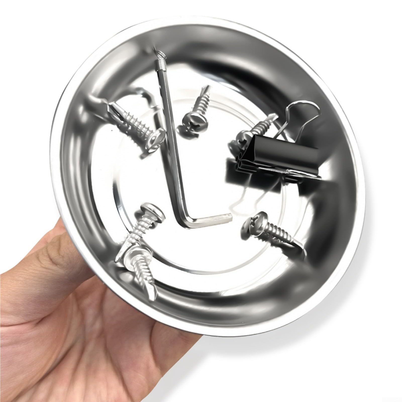 Paquete de 10 bandejas magnéticas de acero inoxidable de 3 pulgadas con base antideslizante para taller, garaje y organización de cajas de herramientas
