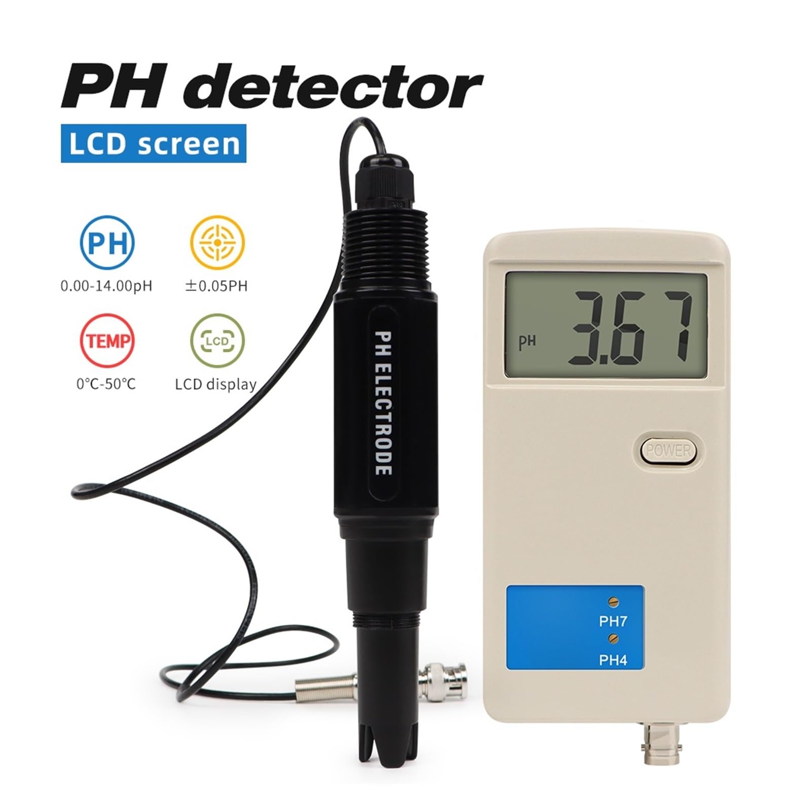 Medidor Agua Medidor De PH Digital Retroiluminado Alta Precisión, Probador Calidad del Agua For Laboratorio, Potable, Acuarios, Hidroponía Multiusos Preciso Fácil