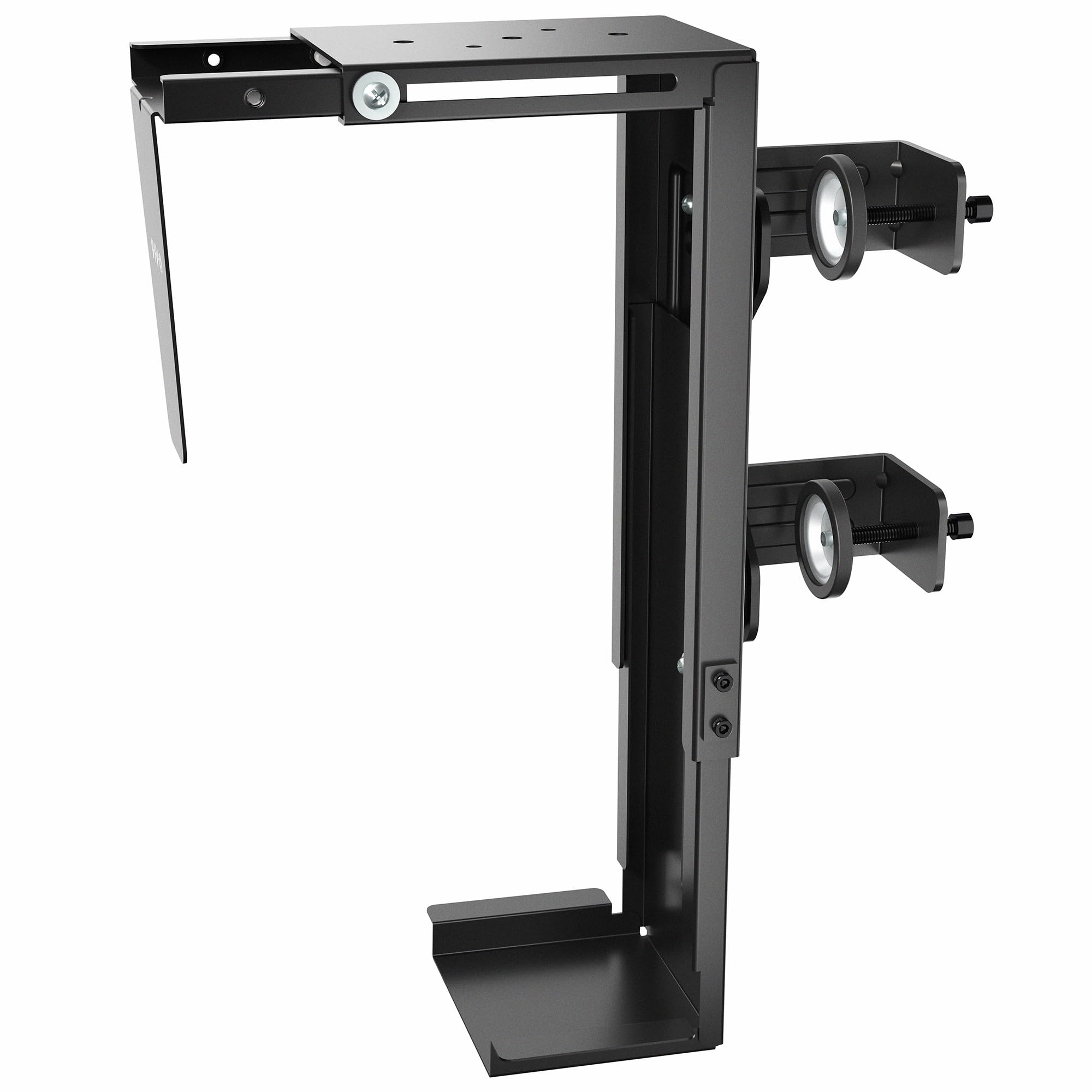 Vivo Black Adjustable Clamp-On Desk Leg Pc Mount, Under Desk Pc Mount, Computer Case Cpu Holder With Tool-Free Installation, Mount-Pc01c