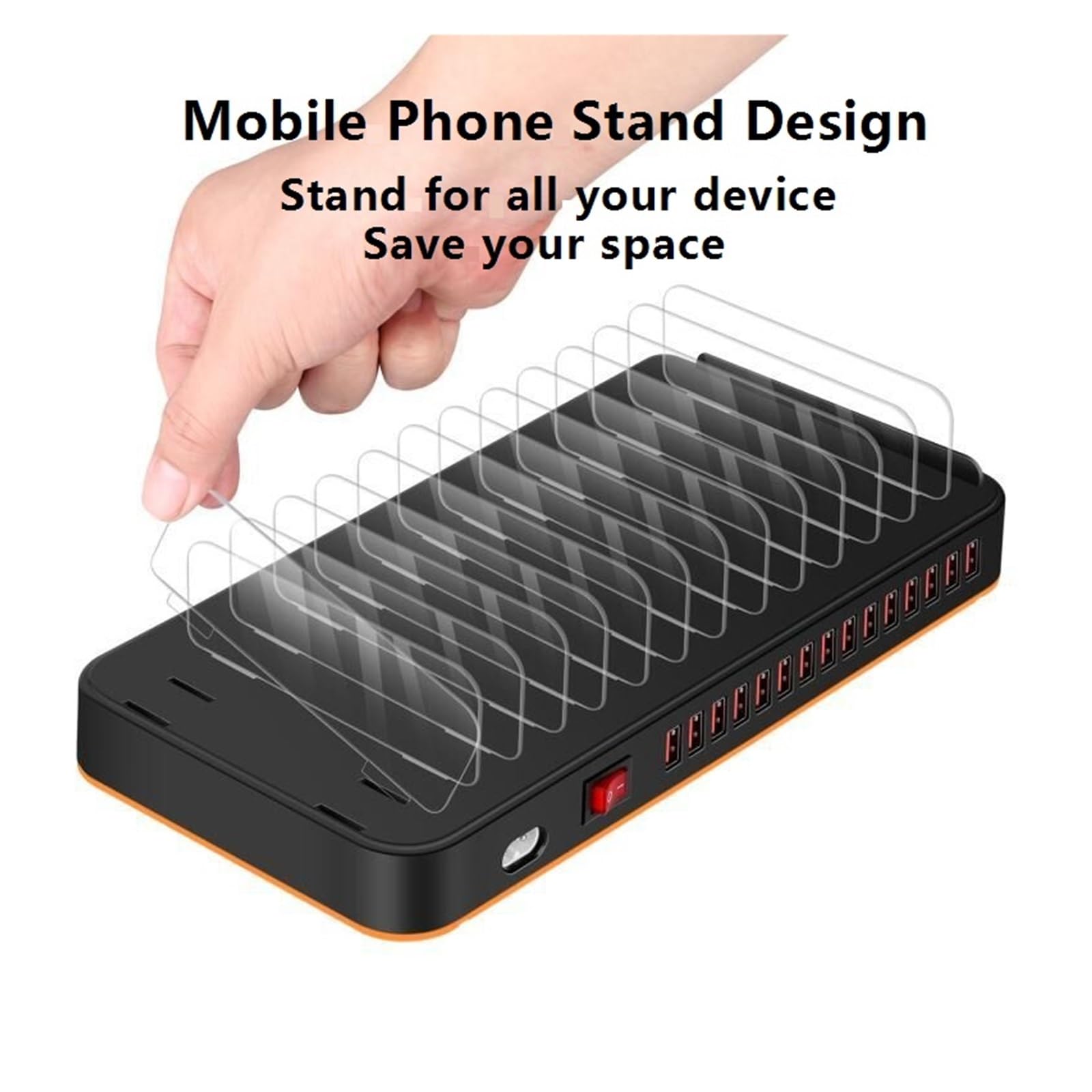 Caricatore Multi USB 100/180 W Rapido A 15 Porte Supporto For Stazione Di Ricarica For Telefono Tablet Capacità Di Ricarica Rapida(100W With Cable)