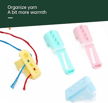 4 Pcs Yarn Guide Finger Holders for Knitting Crochet | 4 pack flexible plastic yarn guide finger holders, for multi color knitting crochet yarn tension control craft accessory
