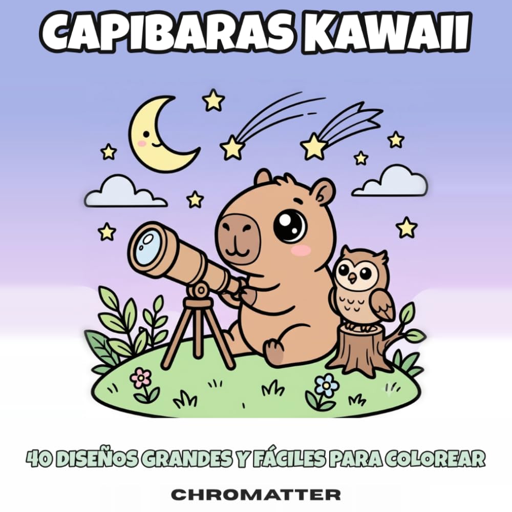 Capibaras Kawaii: 40 Diseños Grandes y Fáciles para Colorear