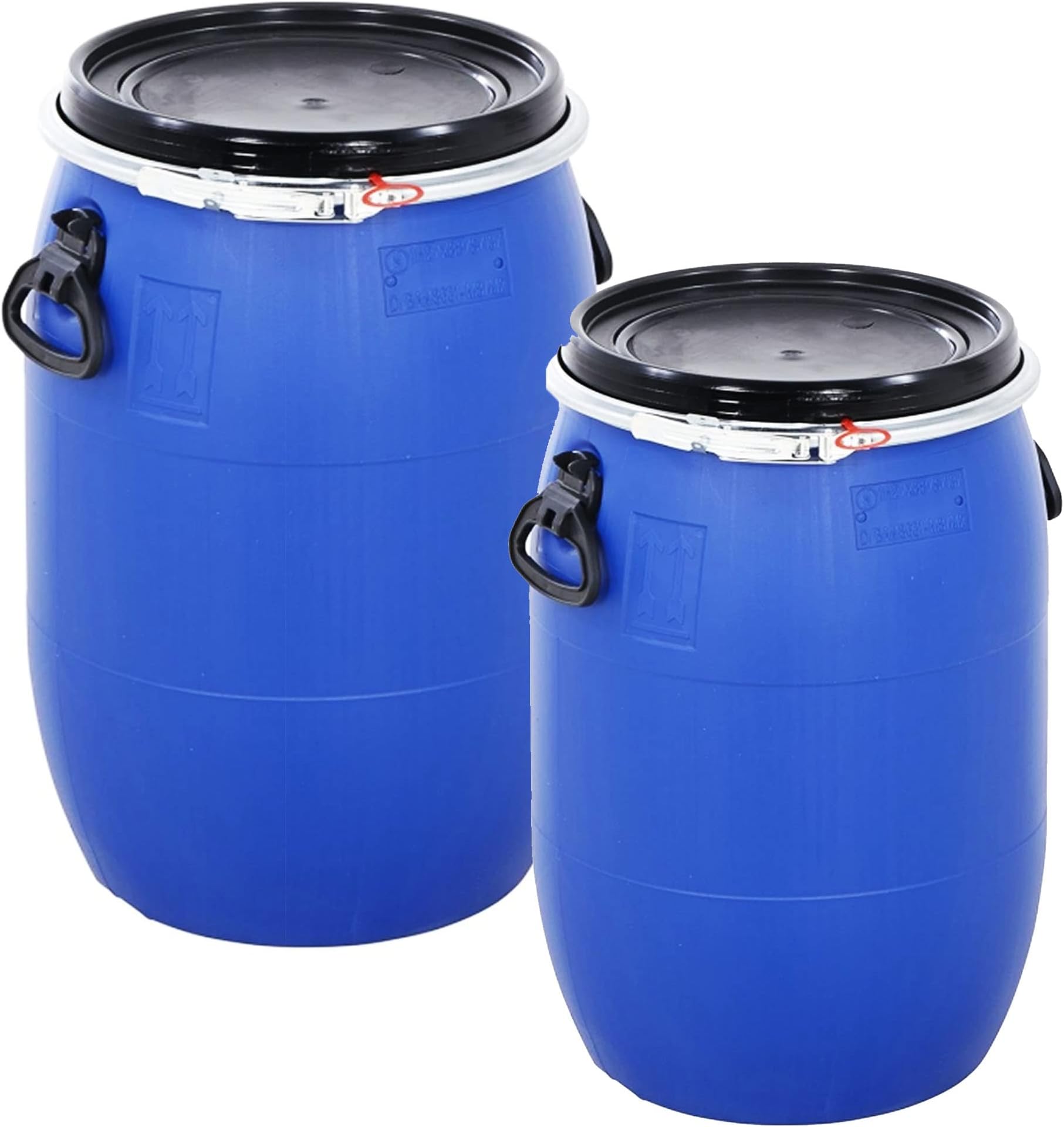 30 Litre Blue Open Top Storage Barrel Drum Keg with Lid and Latch Ring, Food Grade for Transporting/Shipping, Air Tight Barrel (1)