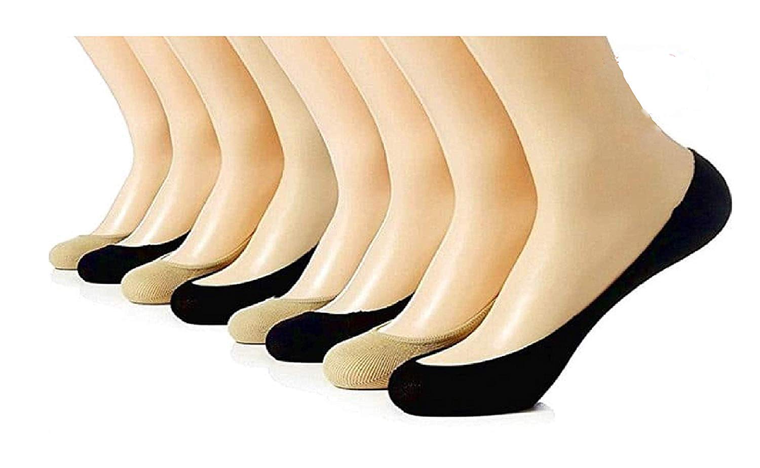 mukhaksh (Pack of 3+3=6 Pairs) Women's/Girls/Ladies Hot/Stylish/Black + Skin Colour (Beige) Cotton Loafer/Liner Socks for School, College, Office, Party, Sports & Daily Use-picture-30