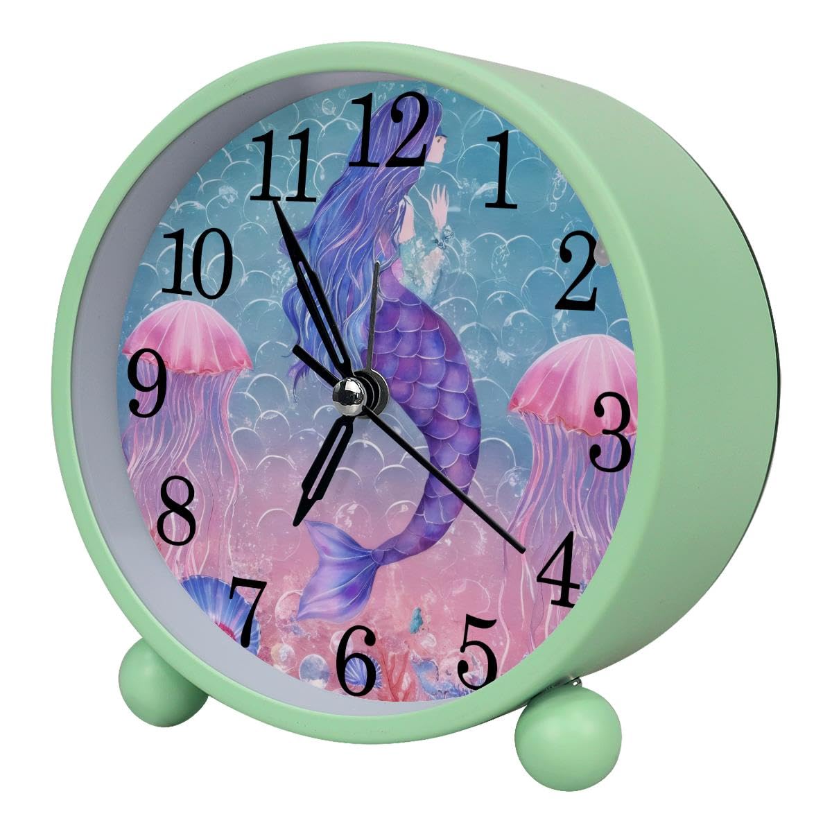 Luoweisi Alarm Clock Mermaid, Silent Non-Ticking with Night Light