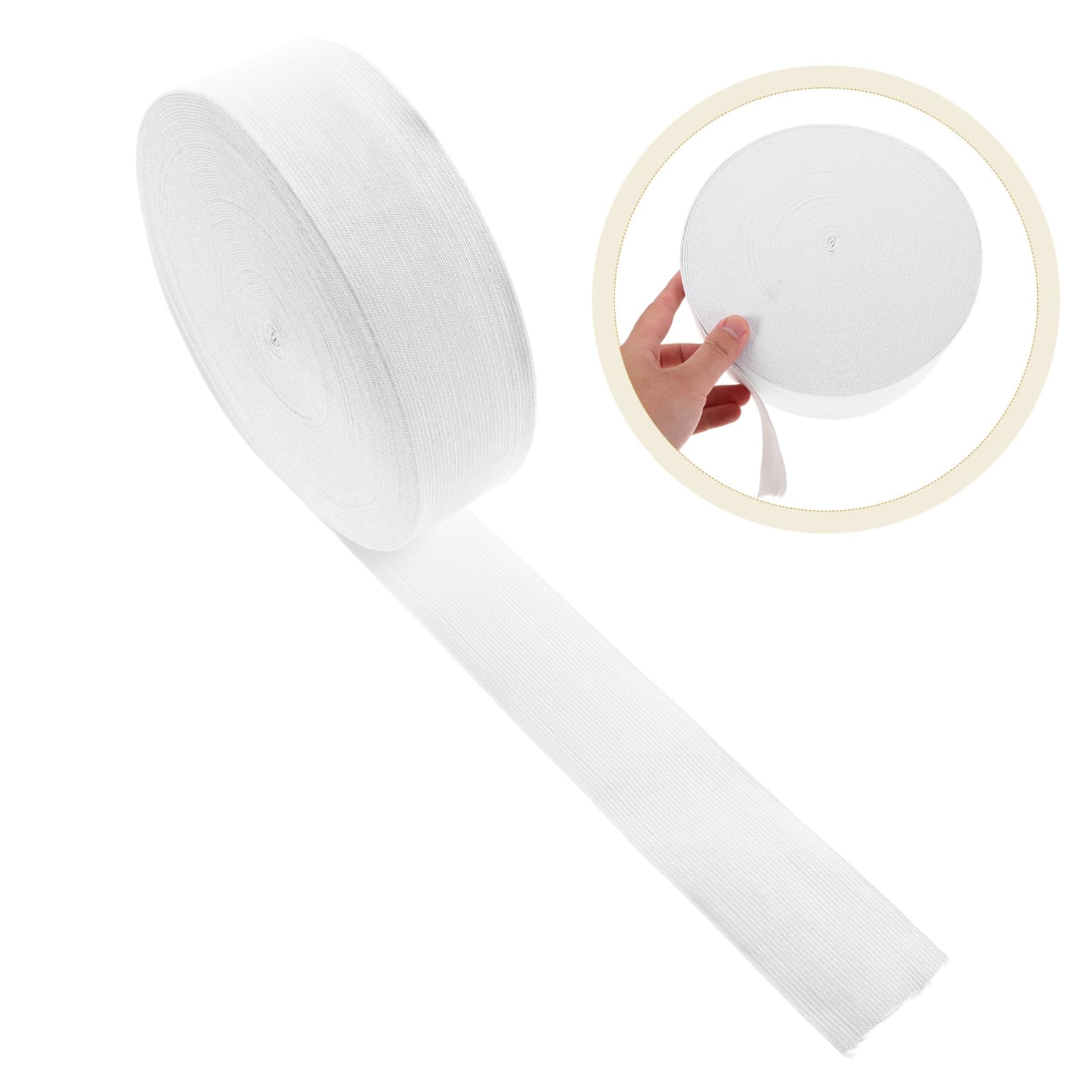 iplusmile Banda Elástica Tejida de Color Claro para Coser de Metros de Longitud Banda Elástica Plana Textura Acanalada para Cinturillas de Pantalones y Proyectos de Costura